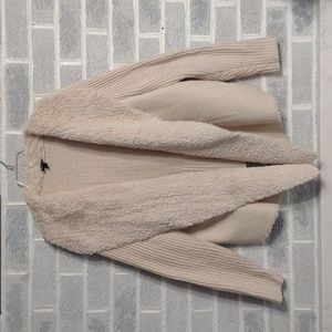 Torrid Women's Cream Faux Fur & Faux Suede Drape Front Cardigan Size 4 (4X)